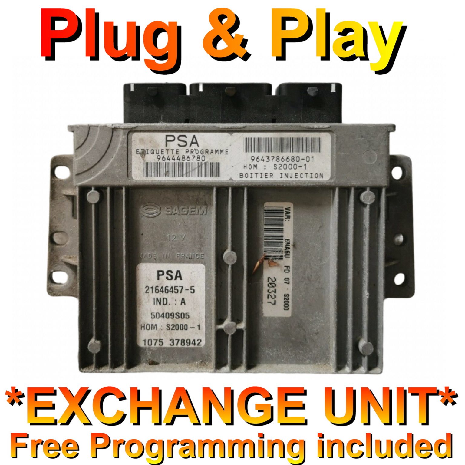 Citroen Peugeot ECU Sagem 9644486780 9643786680 S2000 1 Plug Play