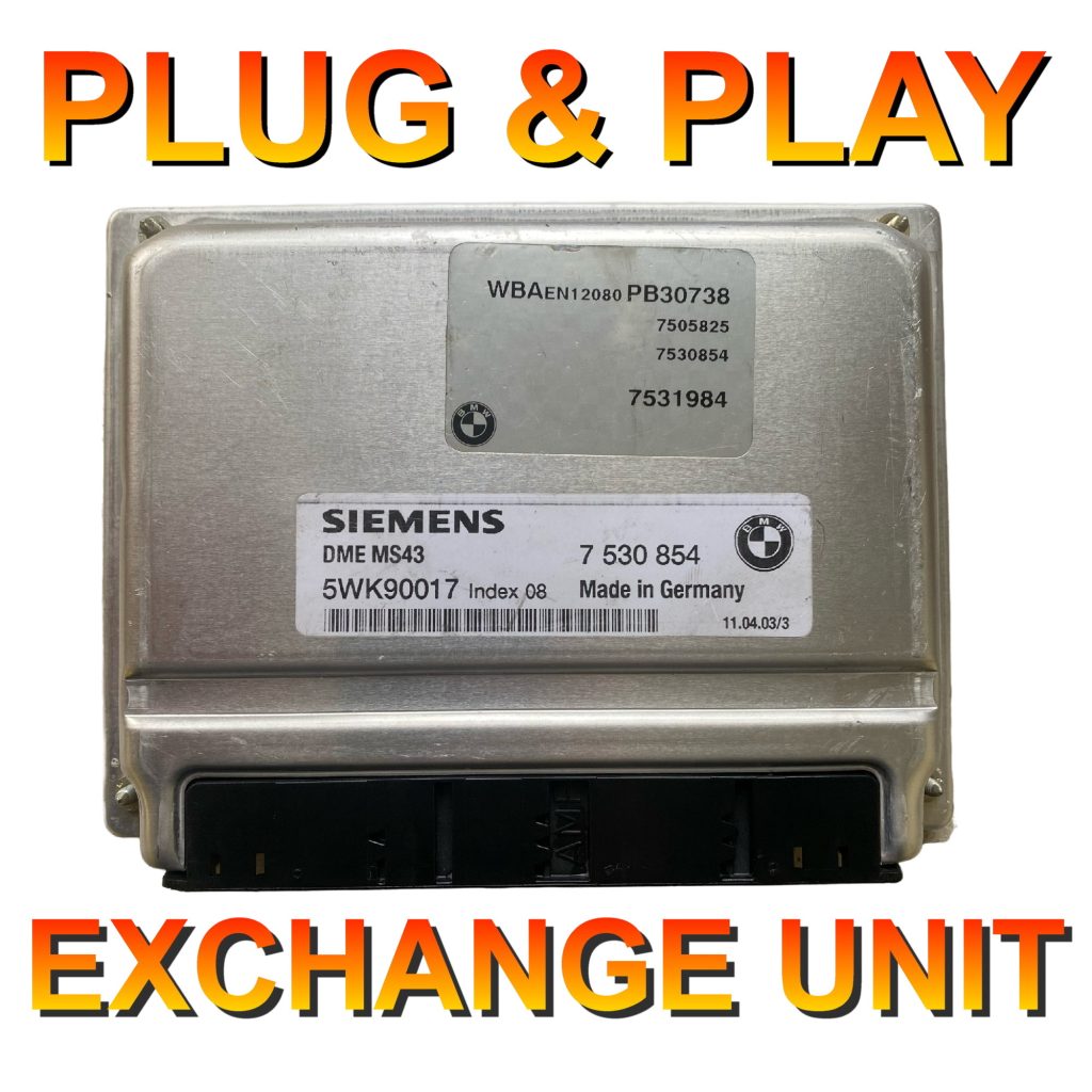 BMW ECU Siemens 5WK90017 DME MS43 7530856 Plug Play Exchange Unit