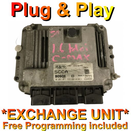Ford Focus 1.6 TDCi Focus 1.6 TDCi ECU Bosch 0281011533 | 4M51-12A650-PA | 5CCA | EDC16 | *Plug & Play* Exchange unit (Free Programming BY POST)