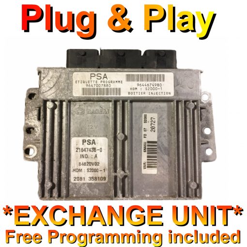 Citroen Picasso 1.4 ECU Sagem 9647007880 | 9644674980 | S2000-1 | *Plug & Play* Exchange unit (Free Programming BY POST)