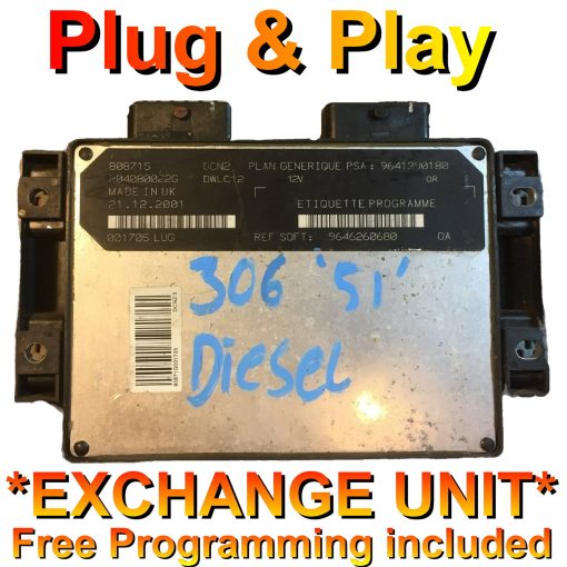 Peugeot 306 1.9 ECU Lucas 9641390180 | 80923B-DWLC12 | 9644506780 | *Plug & Play* Exchange unit (Free Programming BY POST)