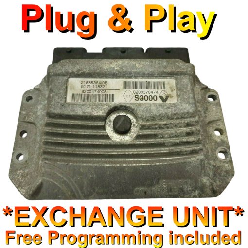 Renault Modus 1.6 ECU Sagem 8200474008 | 21585364 0B | 8200376474 | S3000 | *Plug & Play* Exchange unit (Free Programming BY POST)