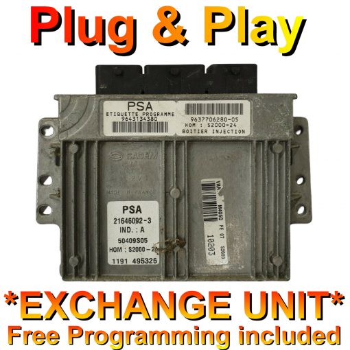 Citroen C3 / Peugeot 206 1.4 ECU Sagem 9643134380 | 9637706280 | S2000 | *Plug & Play* Exchange unit (Free Programming BY POST)