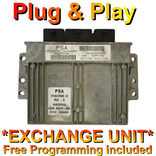 Citroen Peugeot 1.4 AUA ECU Sagem 9648293980 | 9642222380 | S2PM - 380 | *Plug & Play* Exchange unit (Free Programming BY POST)