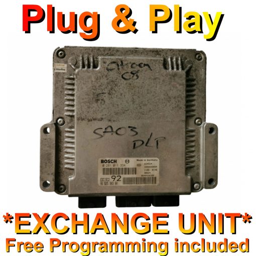 Citroen Peugeot ECU Bosch 0281011334 | 9652590380 / 92 | EDC15C2 | *Plug & Play* Exchange unit (Free Programming BY POST)