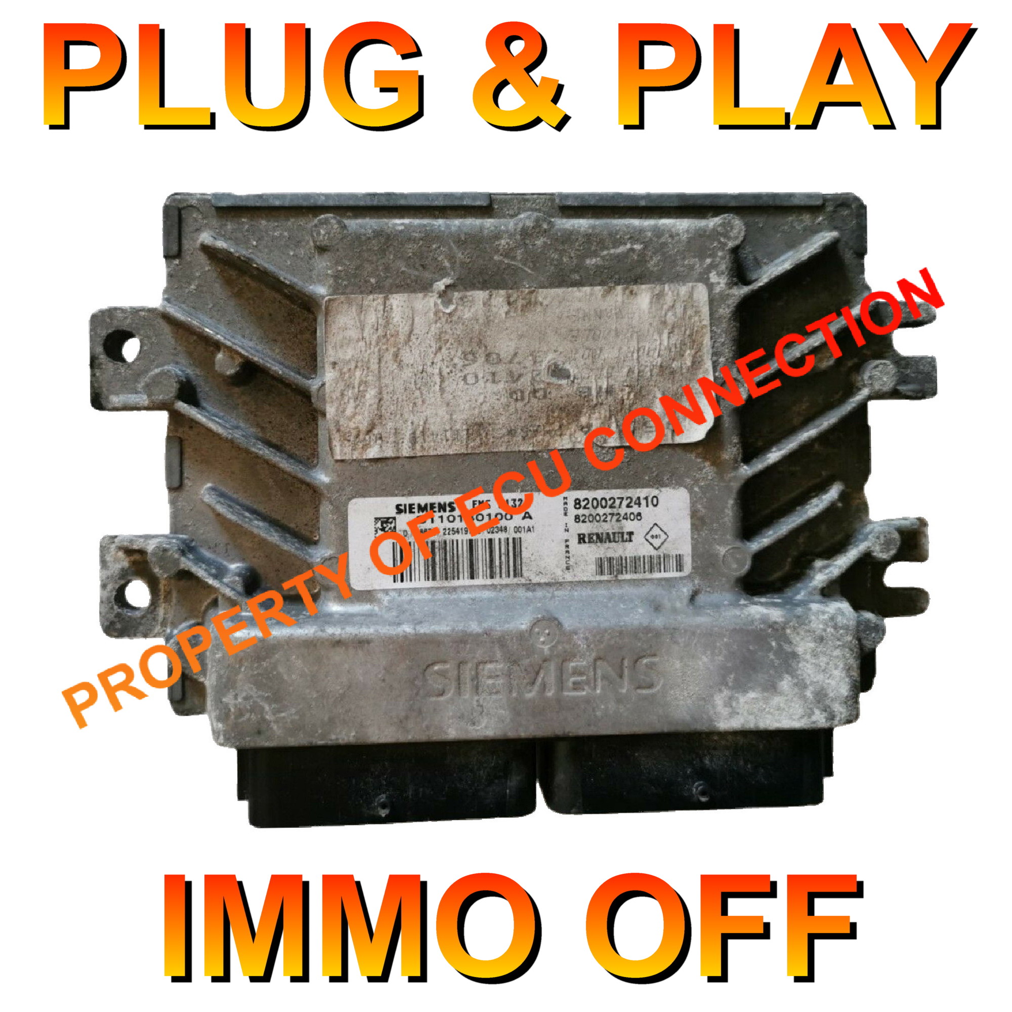 Renault ECU Siemens S110140100 A | 82002722406 | 8200272410 | EMS3132 | Plug+Play Immo Off