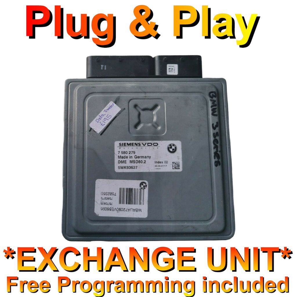 BMW ECU Siemens 7580279 | 5WK93637 | MSD80.2 | Plug+Play Exchange unit ...