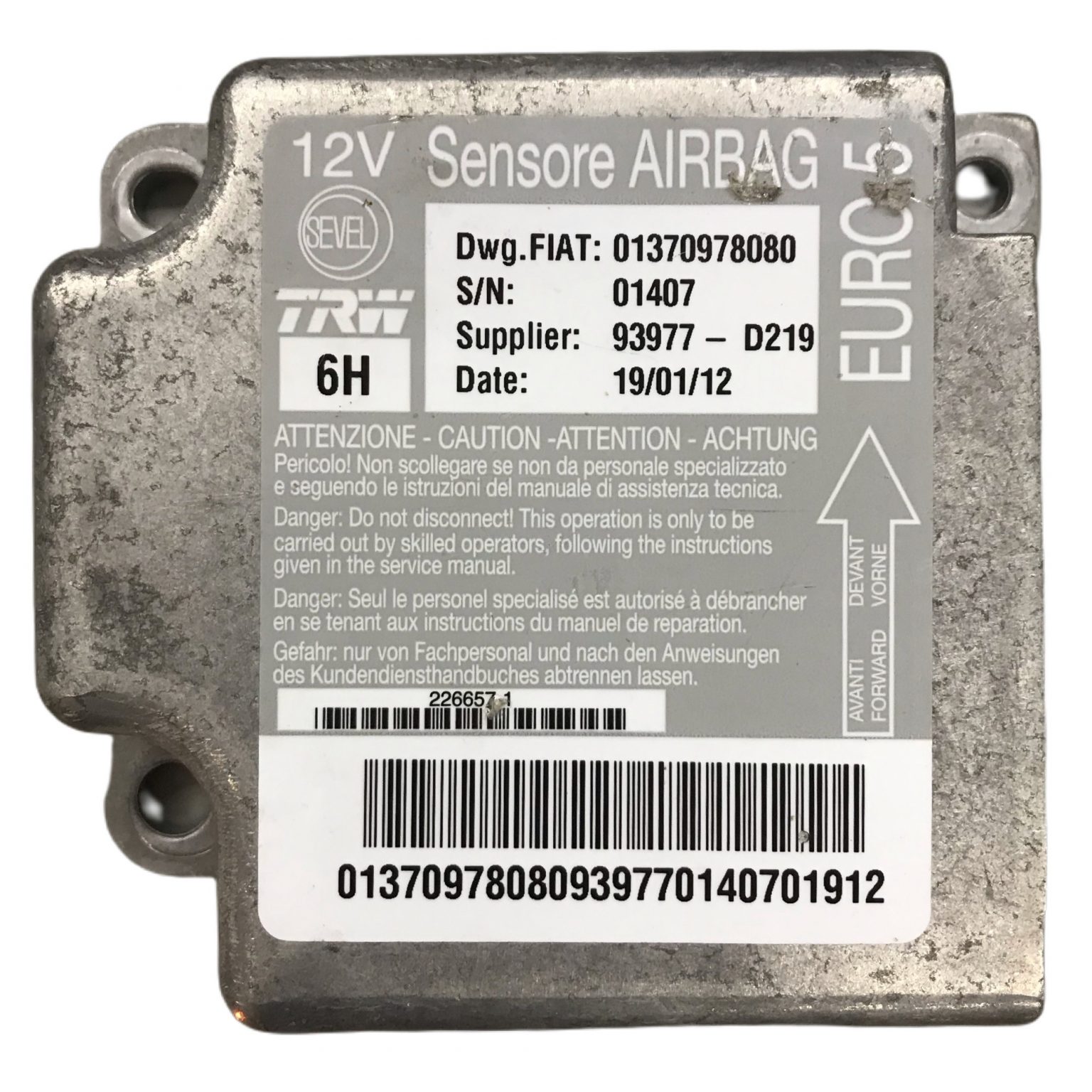 Citroen Fiat Peugeot Boxer Ducato Relay Airbag ECU TRW 01370978080