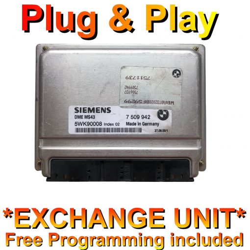 BMW ECU Siemens 5WK90008 | 7509942 | DME MS43 | *Plug & Play* Exchange unit (Free Programming BY POST)