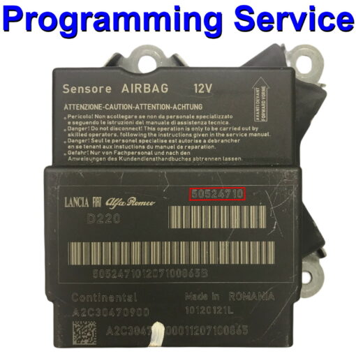 Alfa Mito Airbag ECU Continental Part number: 50524710 / A2C30470900 Programming / repair service