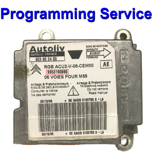 Citroen Berlingo - Peugeot Partner airbag ECU Autoliv 603602400 | 9653190980 | Programming / Reset / Repair Service
