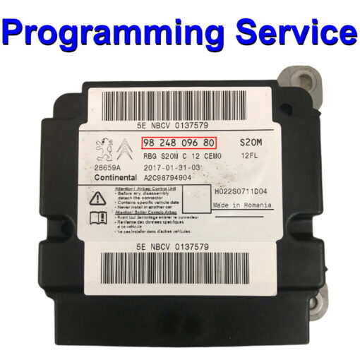 Citroen C3 / Peugeot Airbag ECU Continental 9824809680 | A2C98794904 Programming / Reset / Repair Service