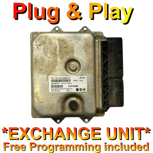 Fiat ECU 8F3.F1 | HW10P | 51918360 | *Plug & Play* Exchange unit (Free Programming BY POST)