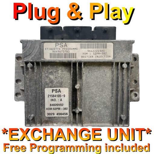 Citroen Peugeot ECU Sagem 9649673780 | 9642222380 | S2PM-382 | *Plug & Play* Exchange unit (Free Programming BY POST)