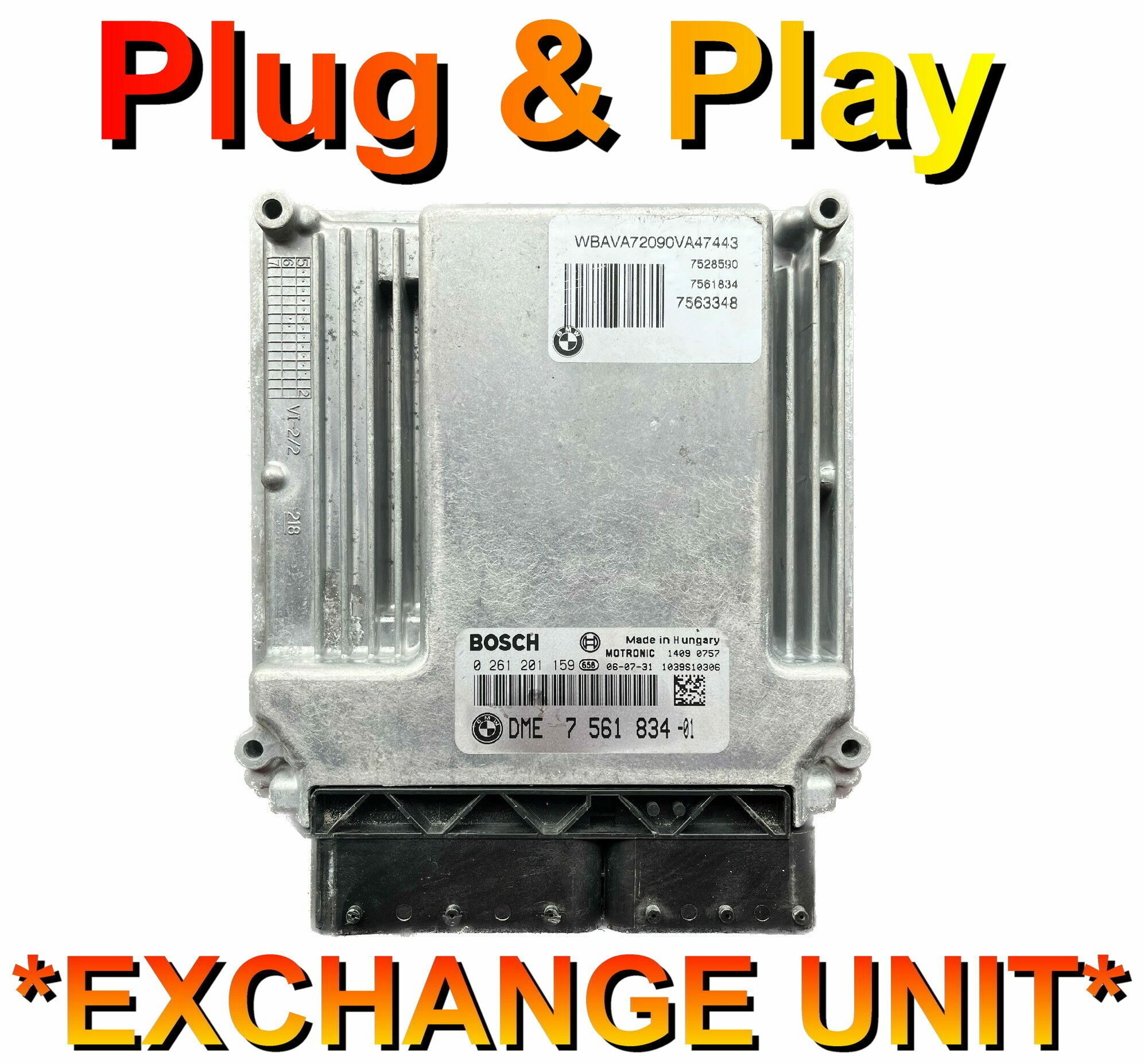 BMW ECU Bosch MEV9.2 0261201159 | DME7561834 | Plug+Play Exchange unit