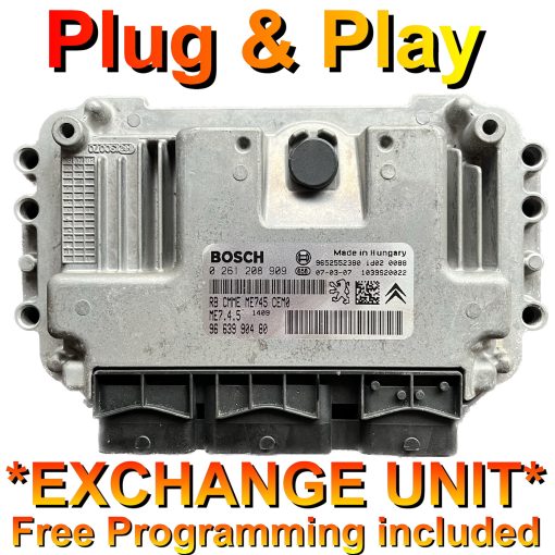Peugeot Citroen ECU Bosch 0261208909 | 9663990480 | ME7.4.5 | *Plug & Play* Exchange unit (Free Programming BY POST)