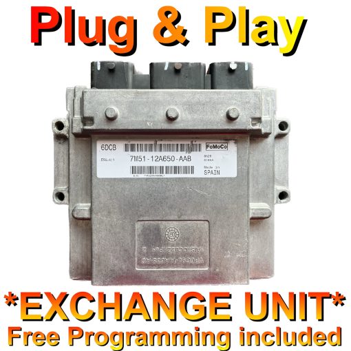 Ford Focus ECU 7M51-12A650-AAB | 6DCB | ESU-411 | *Plug & Play* Exchange unit (Free Programming BY POST)
