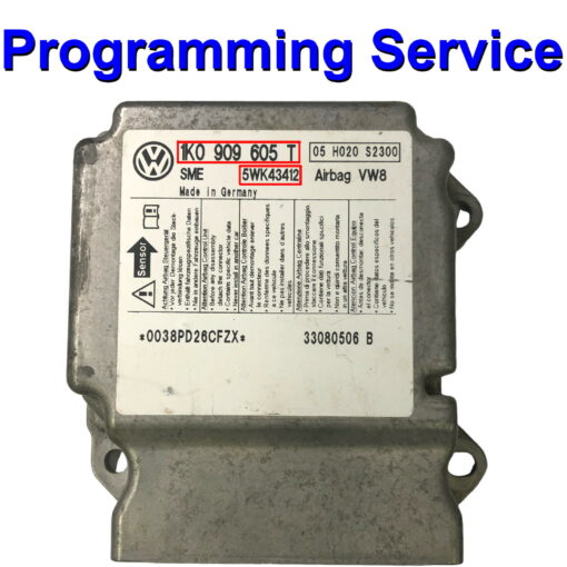 VW Golf airbag ECU | 1K0909605T | 5WK43412 | Crash data reset / Programming / Cloning / Repair Service