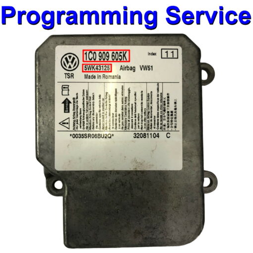 VW Polo airbag ECU | 1C0909605K | 5WK43125 | Crash data reset / Programming / Cloning / Repair Service