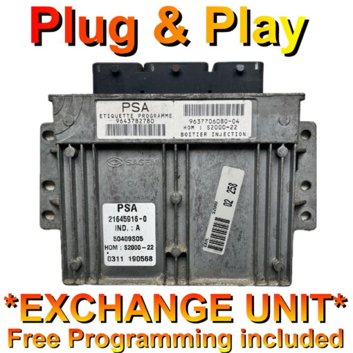 Peugeot ECU Sagem 9643782780 | 9637706080 | S2000 | *Plug & Play* Exchange unit (Free Programming BY POST)
