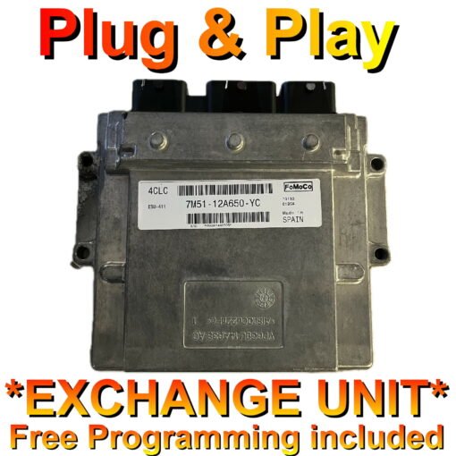 Ford Focus ECU 7M51-12A650-YC | 4CLC | ESU-411 | *Plug & Play* Exchange unit (Free Programming BY POST)