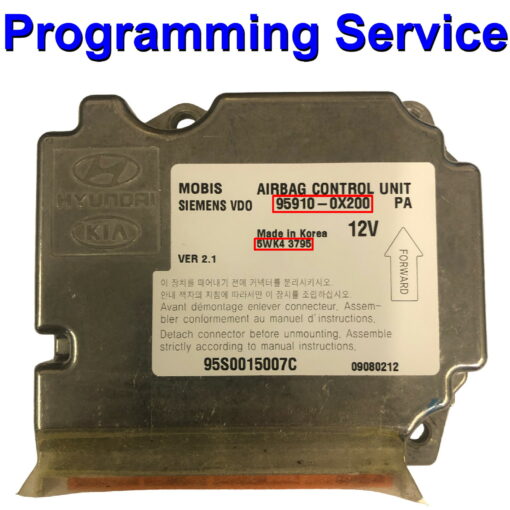 Hyundai i10 Airbag ECU Siemens | 95910-0X200 | 5WK43795 Programming / Reset / Repair Service