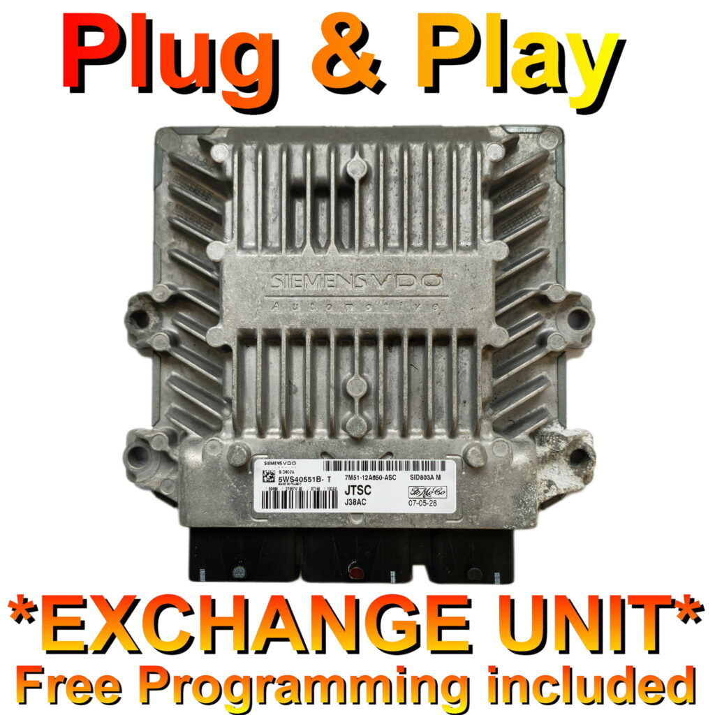 Ford Focus ECU Siemens 5WS40551B-T | 7M51-12A650-ASC | JTSC | SID803A ...