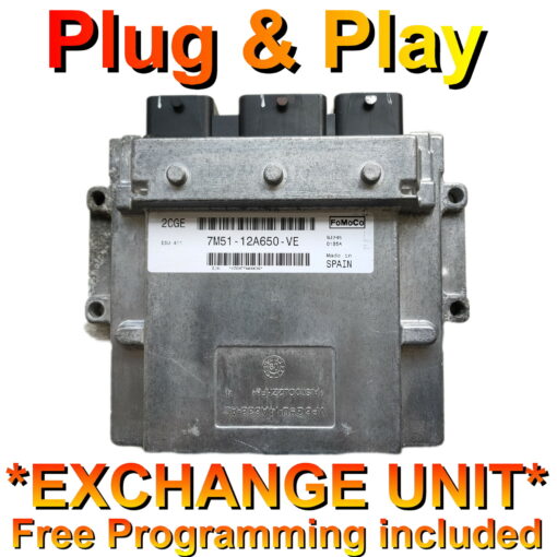 Ford Focus ECU 7M51-12A650-VE | 2CGE | ESU-411 | *Plug & Play* Exchange unit (Free Programming BY POST) - Unit supplied + Cloning service (Exchange unit)