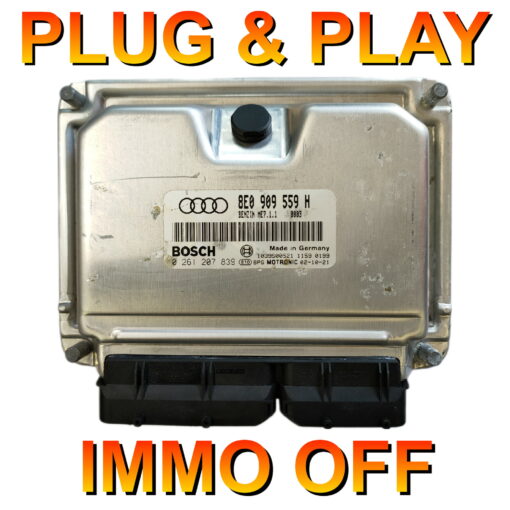 Audi ECU Bosch 0261207839 | 8E0909559H | ME7.1.1 | *Plug & Play* Immo off 'Free running'