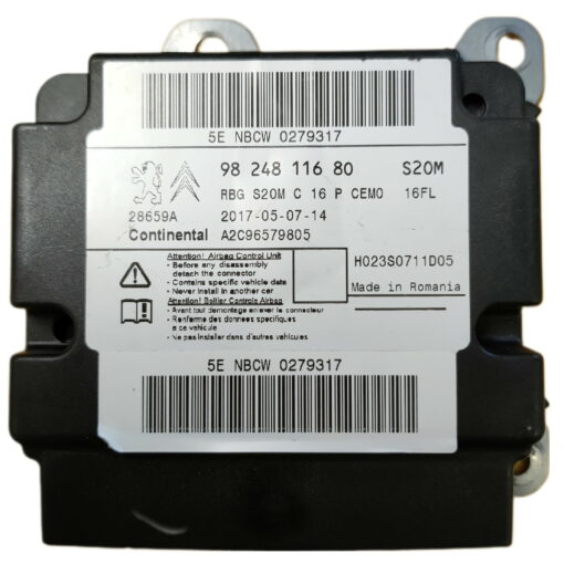 Citroen C3 / Peugeot Airbag ECU Continental 9824811680 | A2C96579805 Programming / Reset / Repair Service