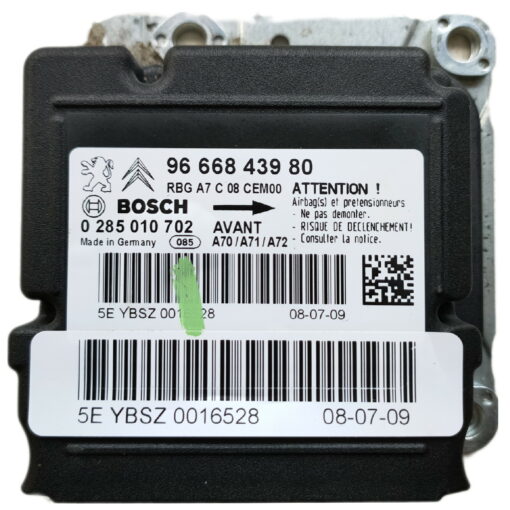 Peugeot 207 Airbag ECU 966843980 | 0285010702 - Programming / Reset / Repair Service