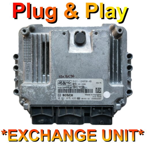 Ford ECU 0281015428 | 9V21-12A650-AB | 9CYB | EDC16C34 | Plug+Play Exchange unit