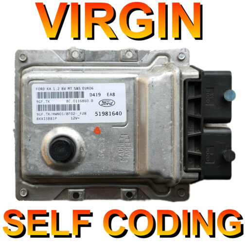 FORD KA ECU 51981640 | 9GF.TK | HWN01 | Virginized Self coding unit Plug+Play