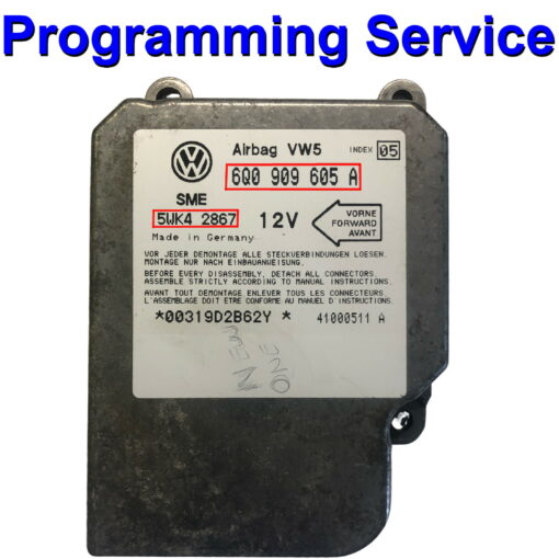 VW SEAT Skoda Audi  Airbag ECU | 6Q0909605A | 5WK42867 | Crash data reset / Programming / Cloning / Repair Service