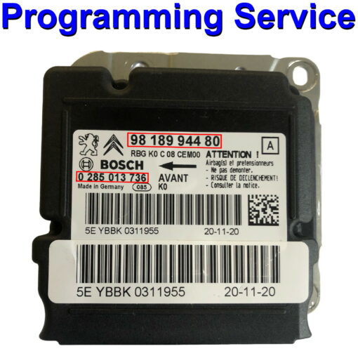 Peugeot Partner / Citroen Berlingo / Jumpy / Toyota Proace Airbag ECU 9818994480 | 0285013736 | Programming / Reset / Repair Service
