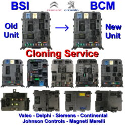 Peugeot / Citroen Valeo | Delphi | Siemens | Continental | Johnson Controls | Magneti Marelli BSI Cloning service