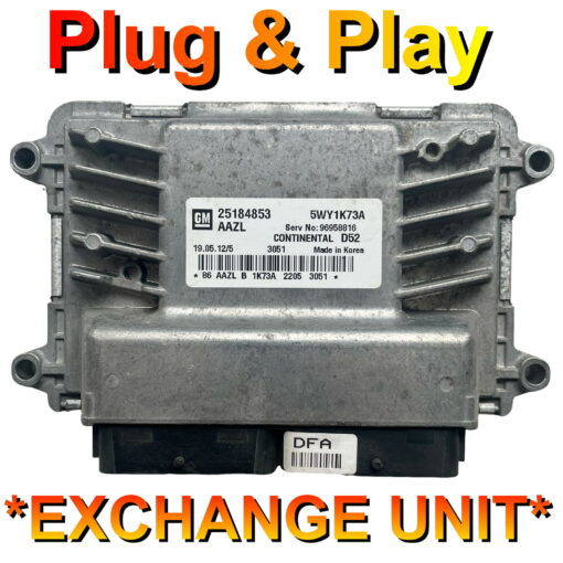 CHEVROLET Spark ECU 25184853 | 5WY1K73A | AAZL | D52 | Plug+Play Exchange unit