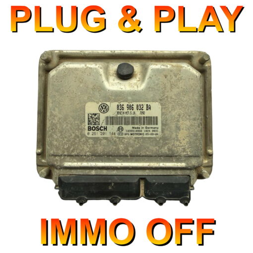 VW ECU Bosch ME7.5.10 | 0261201144 | 036906032BA | Plug+Play Immo off