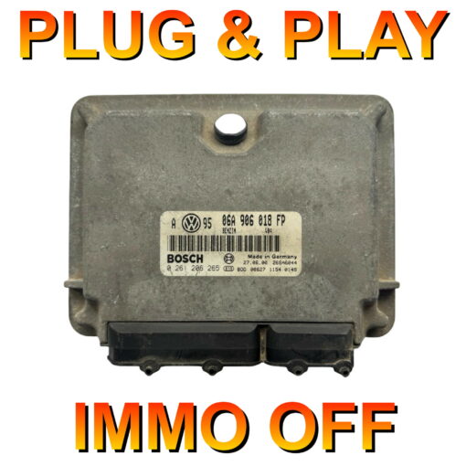VW Audi Seat Skoda ECU Bosch 0261206265 | 06A906018FP | M5.9.2 | Plug+Play Immo off 'Free running'