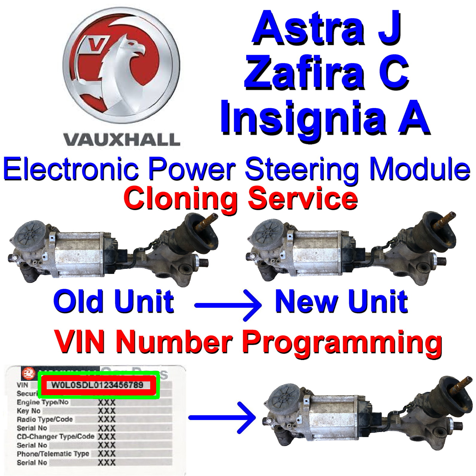 Vauxhall Opel Astra J | Zafira C | Insignia A Power Steering Rack / ECU | Bosch - Programming Service (Ebay Copy)
