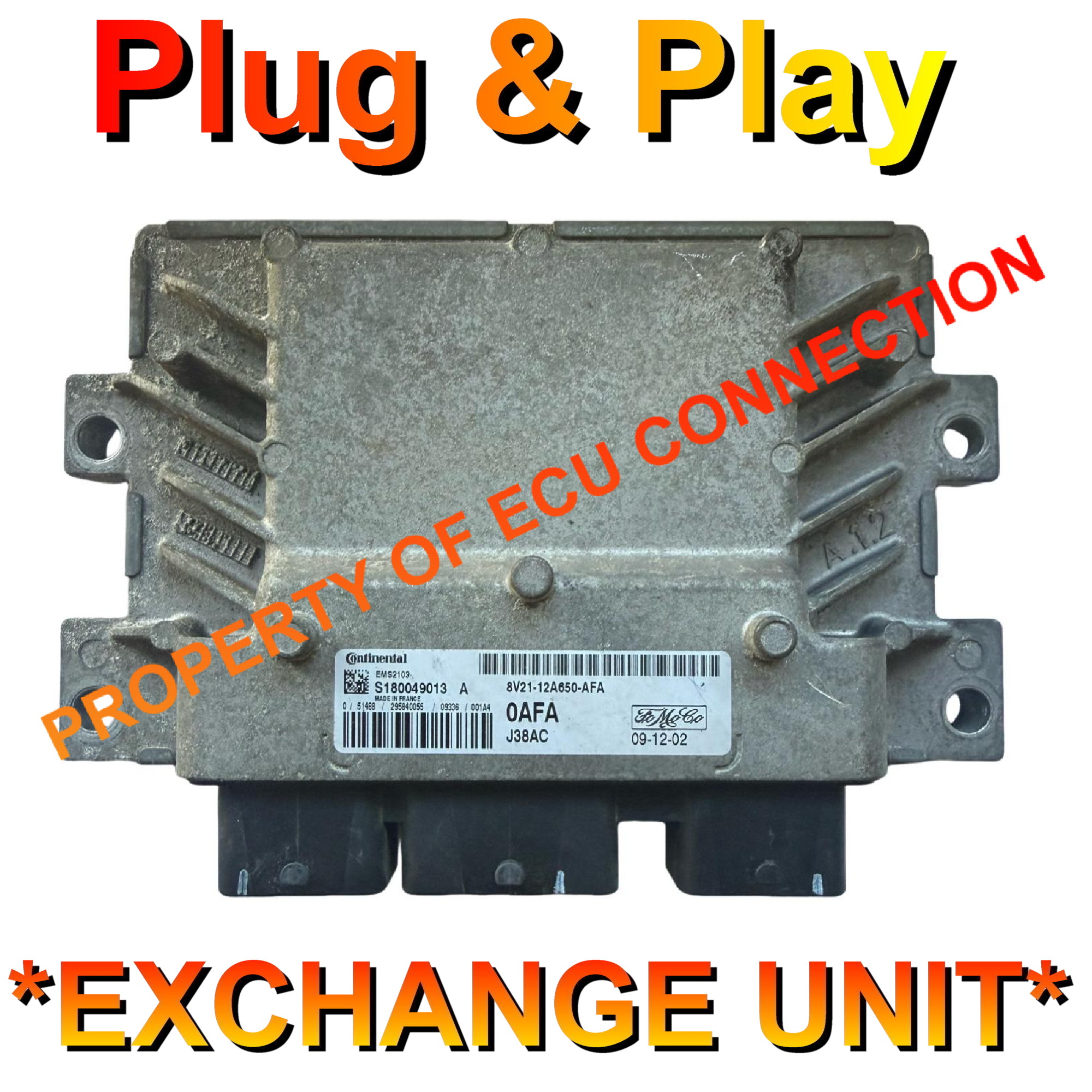 Ford Fiesta ECU S180049013 | 0AFA | 8V21-12A650-AFA | EMS2103 | Plug+Play Exchange unit