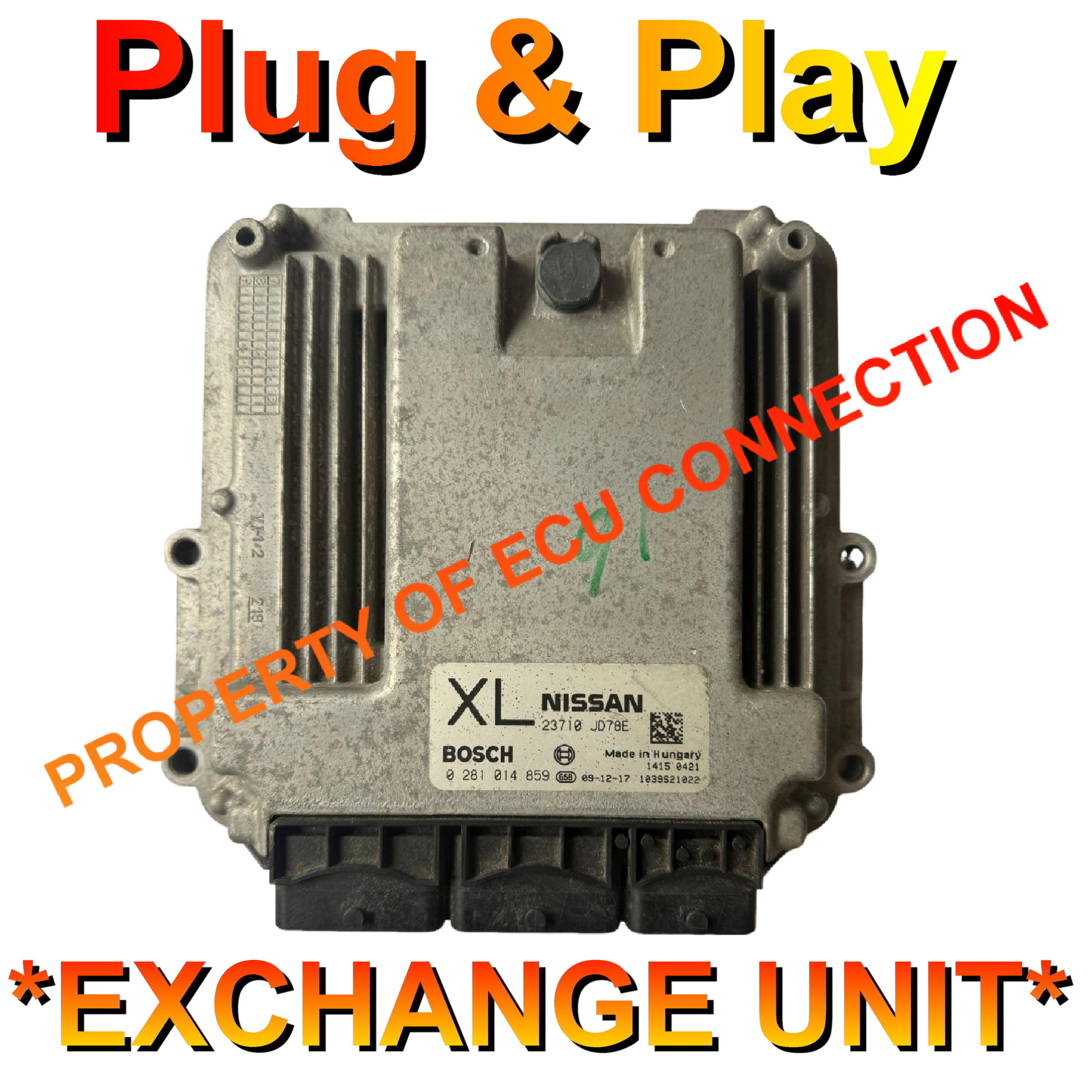 Nissan Qashqai Bosch ECU | 0281014859 | 23710JD78E | XL | Plug+Play Exchange unit