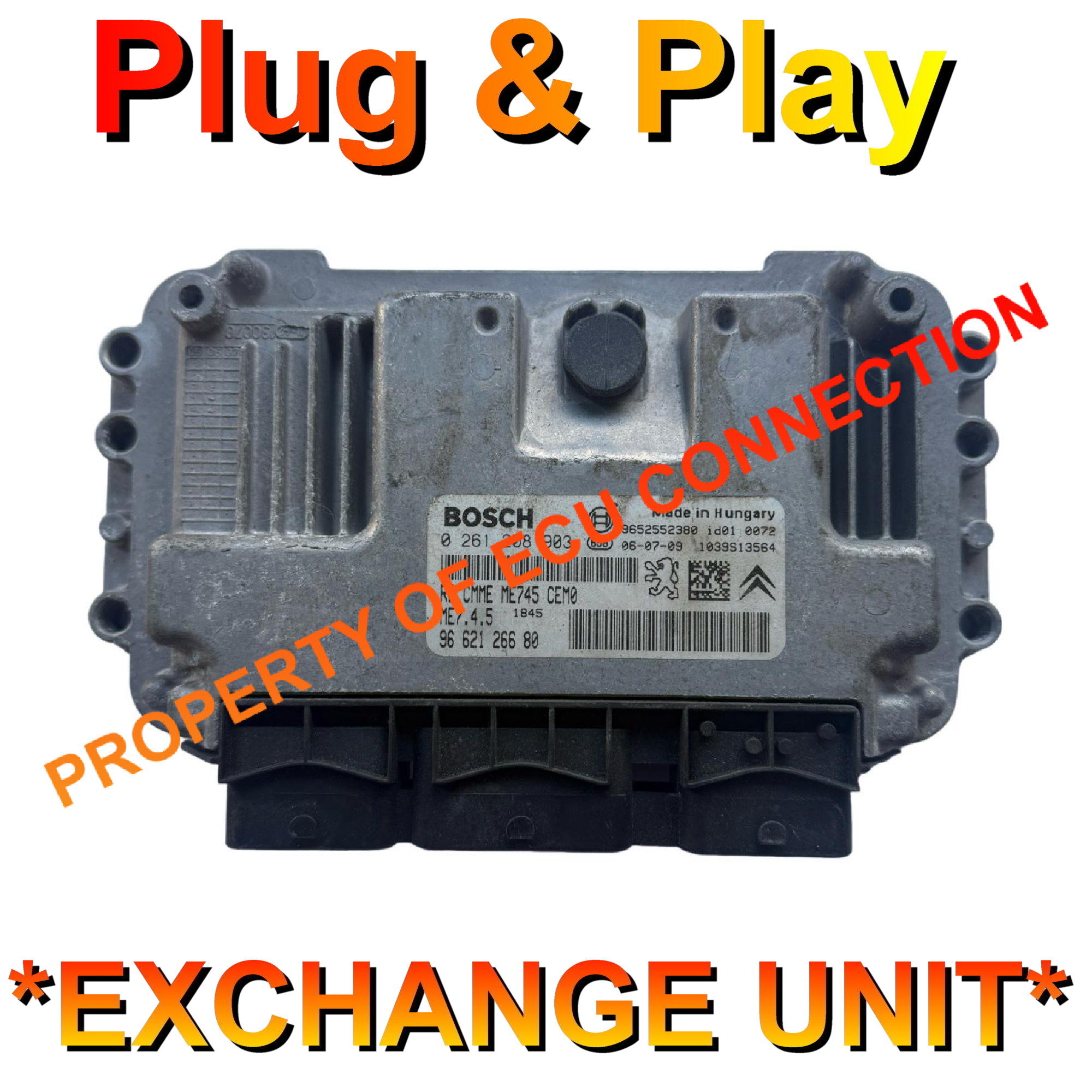 Peugeot Citroen Bosch ECU | 0261208903 | 9662126680 | ME7.4.5 | Plug+Play Exchange unit