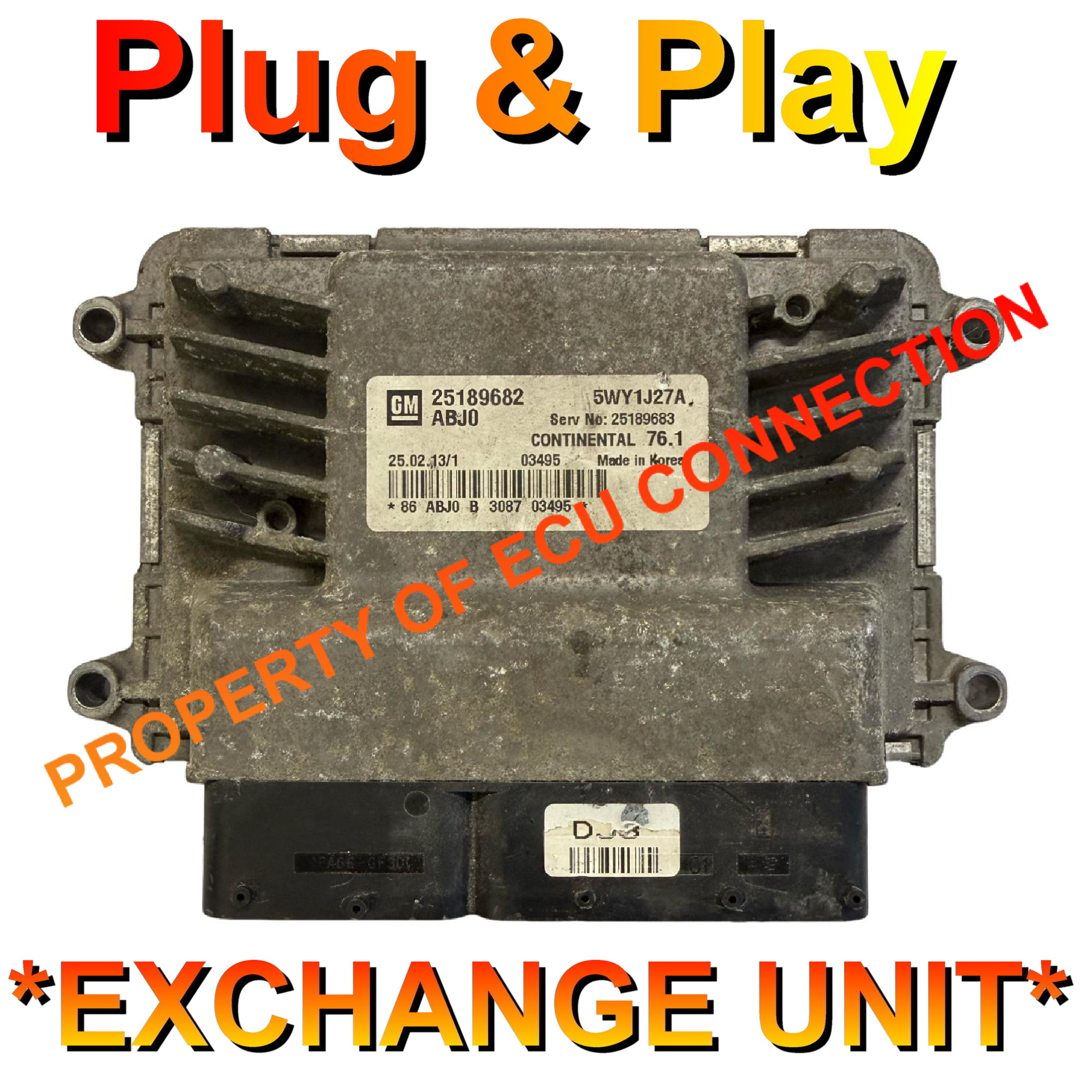 Chevrolet Continental ECU | 25189682 | 5WY1J27A | ABJ0 | 76.1 | Plug+Play Exchange unit