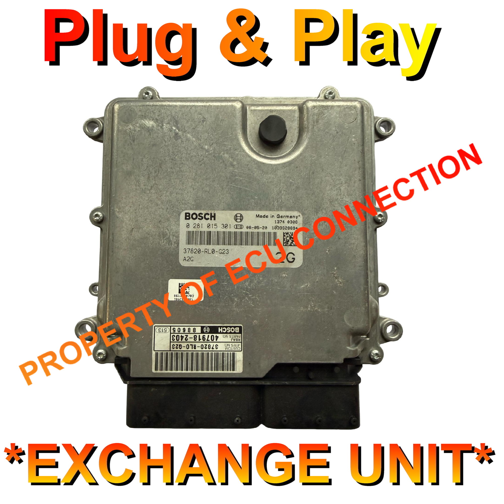 Honda Bosch ECU | 0281015301 | 37820-RL0-G23 | 2G | EDC17CP06 | Plug+Play Exchange Unit