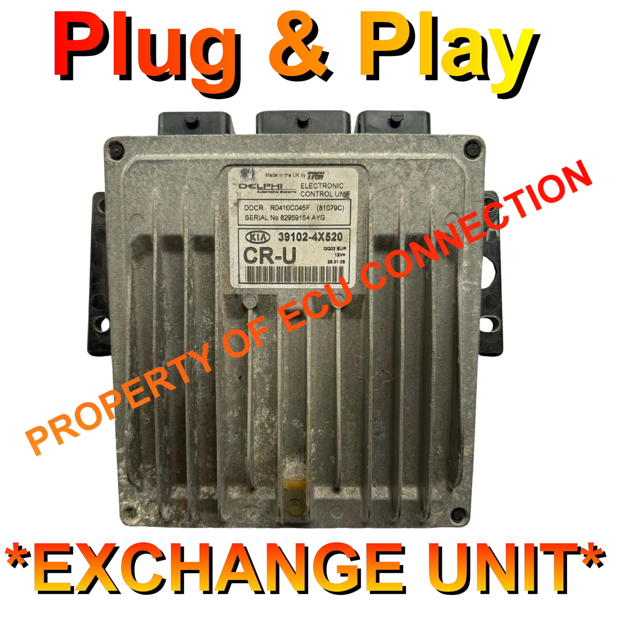 Kia Delphi ECU | R0410C045F | 39102-4X520 | DDCR | Plug+Play Exchange unit