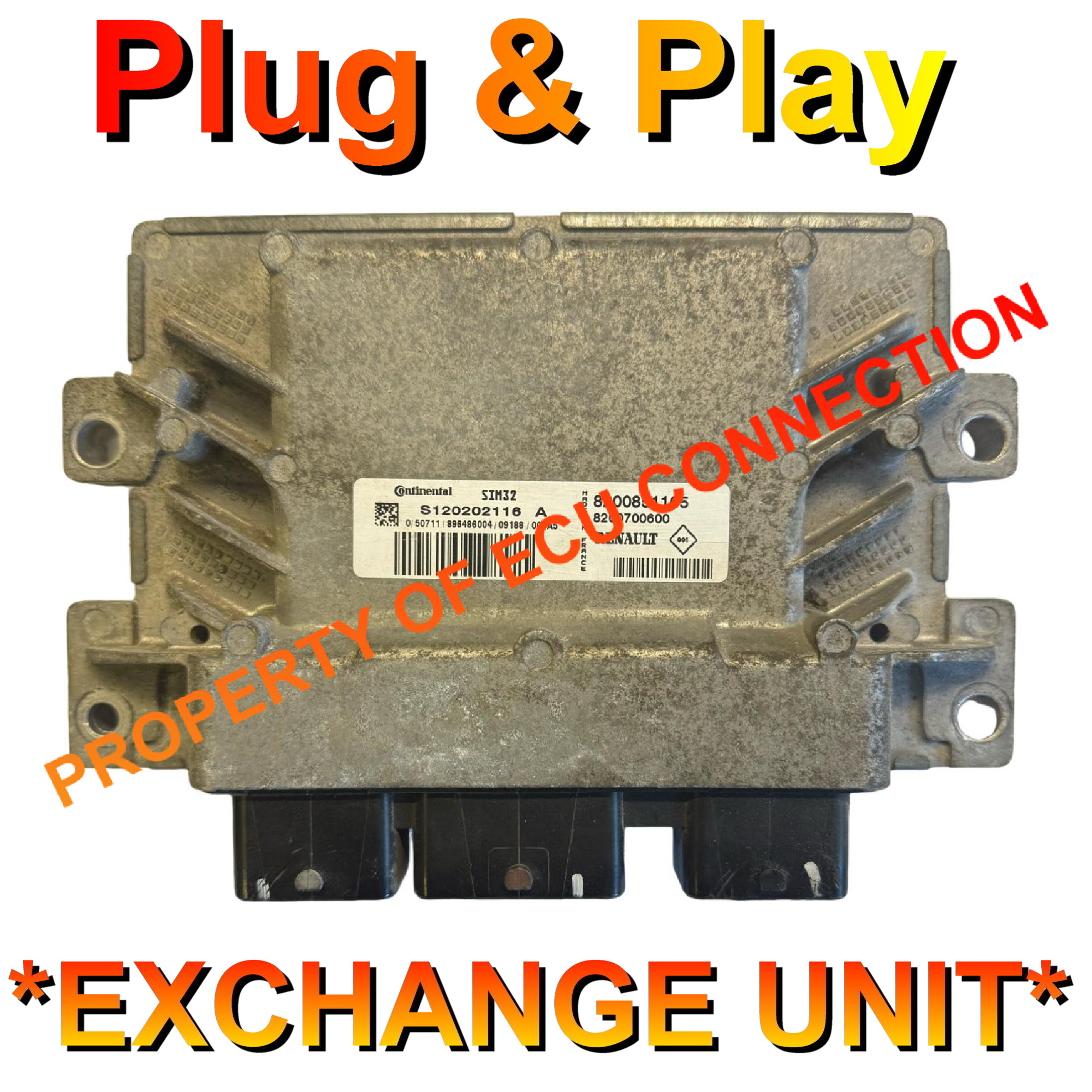 Renault Clio 1.2 ECU Siemens | S120202116A | 8200700600 | 8200851165 | SIM32 | Plug+Play Exchange unit