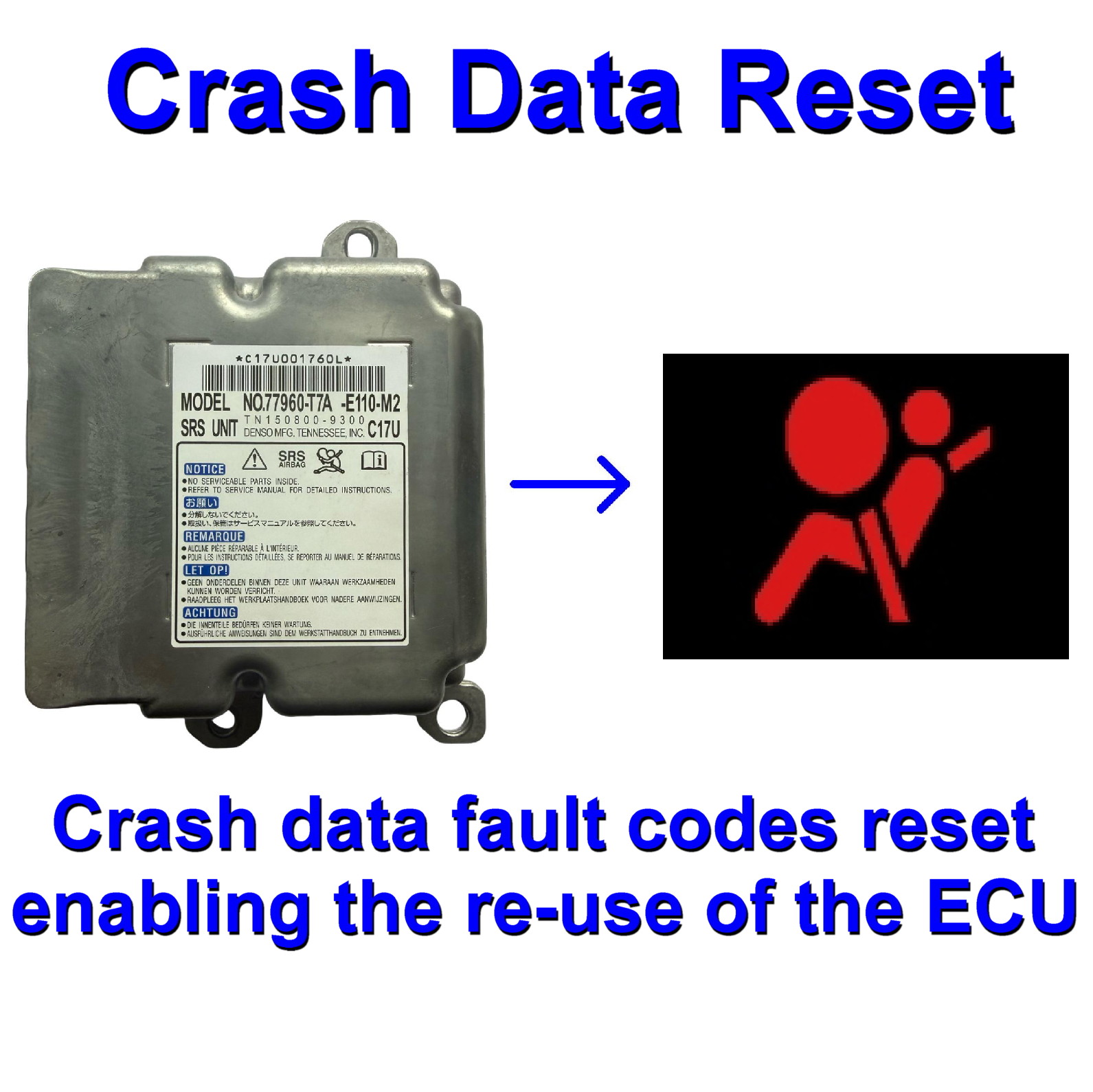 Honda Airbag ECU | 77960-T7A-E110-M2 | TN150800-9300 | Programming service - Crash Data Reset - Image 2